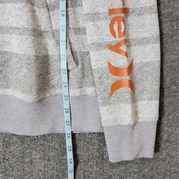 Hurley Hoodie Mens Medium Gray Striped Pullover Casual Surf Henley - Picture 6 of 15